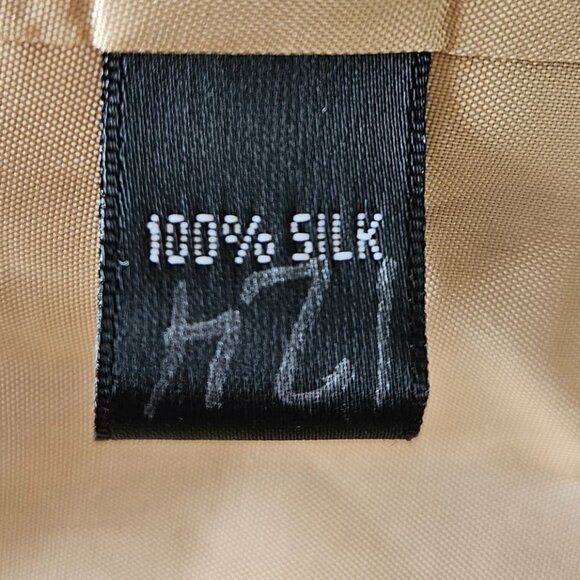 Linda Allard/Ellen Tracy SZ 10 100% Silk Shiny Tan Gold Blazer Designer Classic - Picture 9 of 13